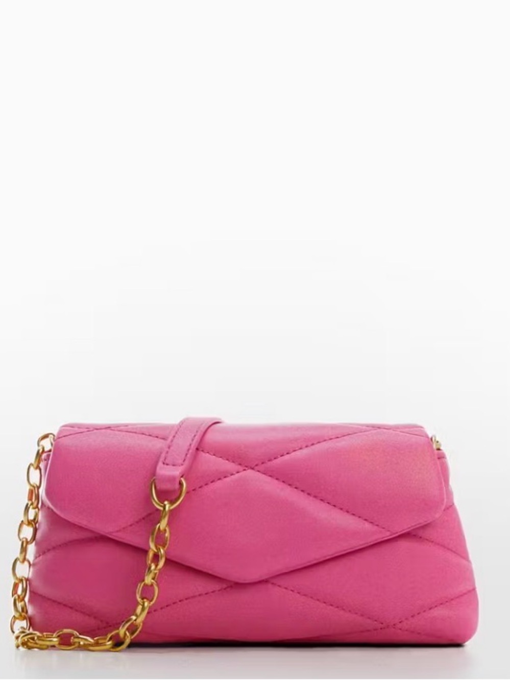 Mango Quilted Pink Mini Bag with Gold Chain
